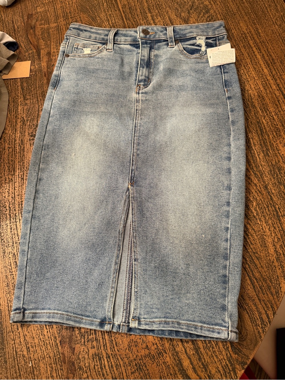 Guess Light Wash Blue Denim Skirt with Front Tag